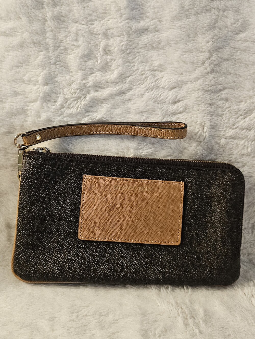Michael Kors Black and Tan Wristlet Wallet